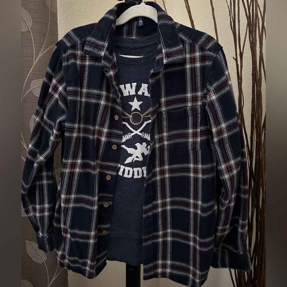 Uniqlo | Plaid Flannel Shirt | kids 10 | blue, red